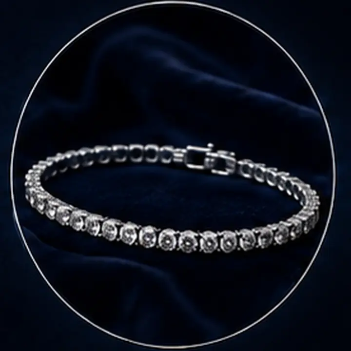 Diamond tennis bracelet on navy velvet