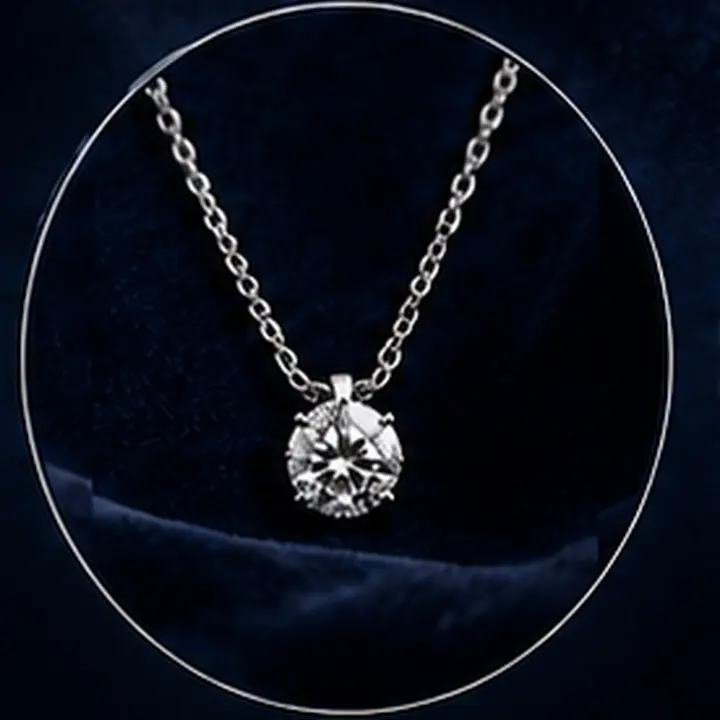 Diamond pendant necklace on navy velvet