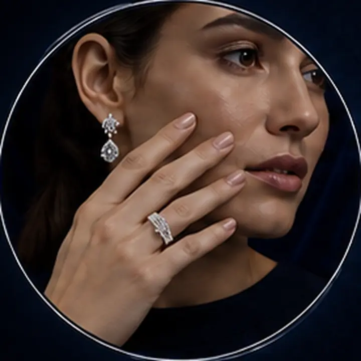 Model wearing YVR diamond jewellery